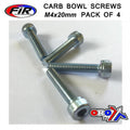 M4 x 20mm PK/4 CARB FLOAT BOWL, STEEL BZP SCREWS PACK OF 4, / RE 08-9640.020