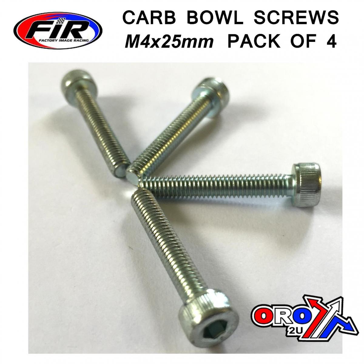 M4 x 25mm PK/4 CARB FLOAT BOWL, STEEL BZP SCREWS PACK OF 4, / RE 08-9640.012
