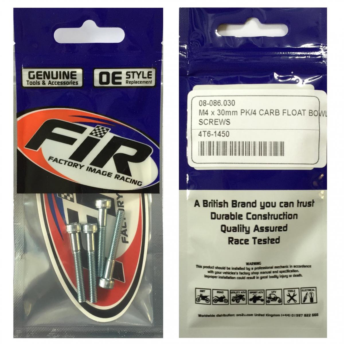 M4 x 30mm PK/4 CARB FLOAT BOWL, SCREWS