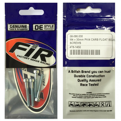 M4 x 30mm PK/4 CARB FLOAT BOWL, SCREWS