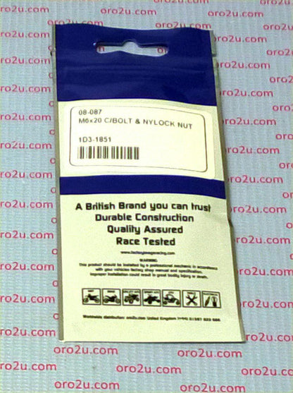 M6x20 C/BOLT & NYLOCK NUT