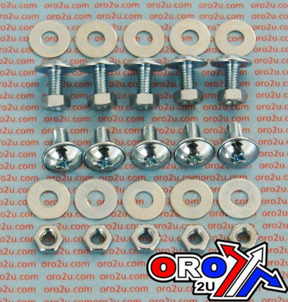 M6 x 13mm Dome Head Chrome Bolt, Nut & Washer Set - Pack Of 10 - 30pcs Kit