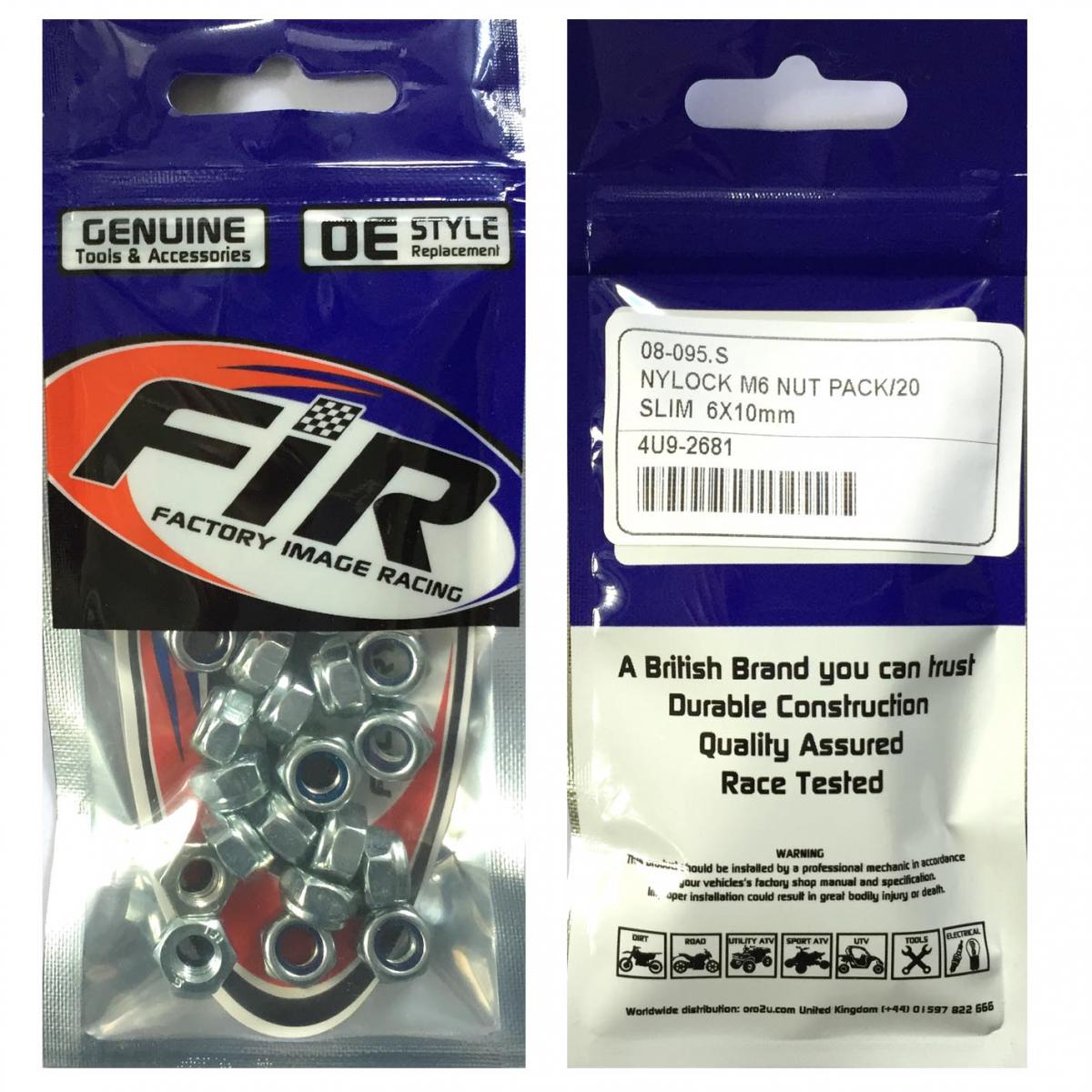 NYLOCK M6 NUT PACK OF 20, SLIM 6X10mm