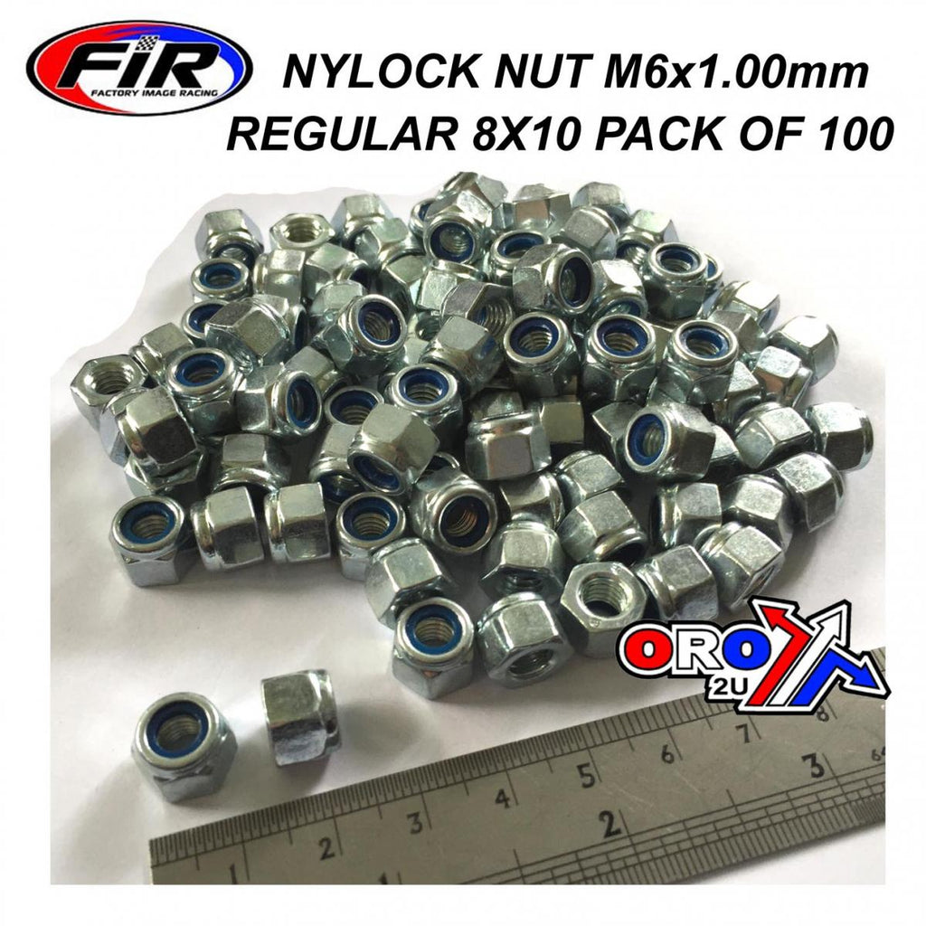 NYLOCK M6 NUT PACK OF 100, REGULAR 8X10mm