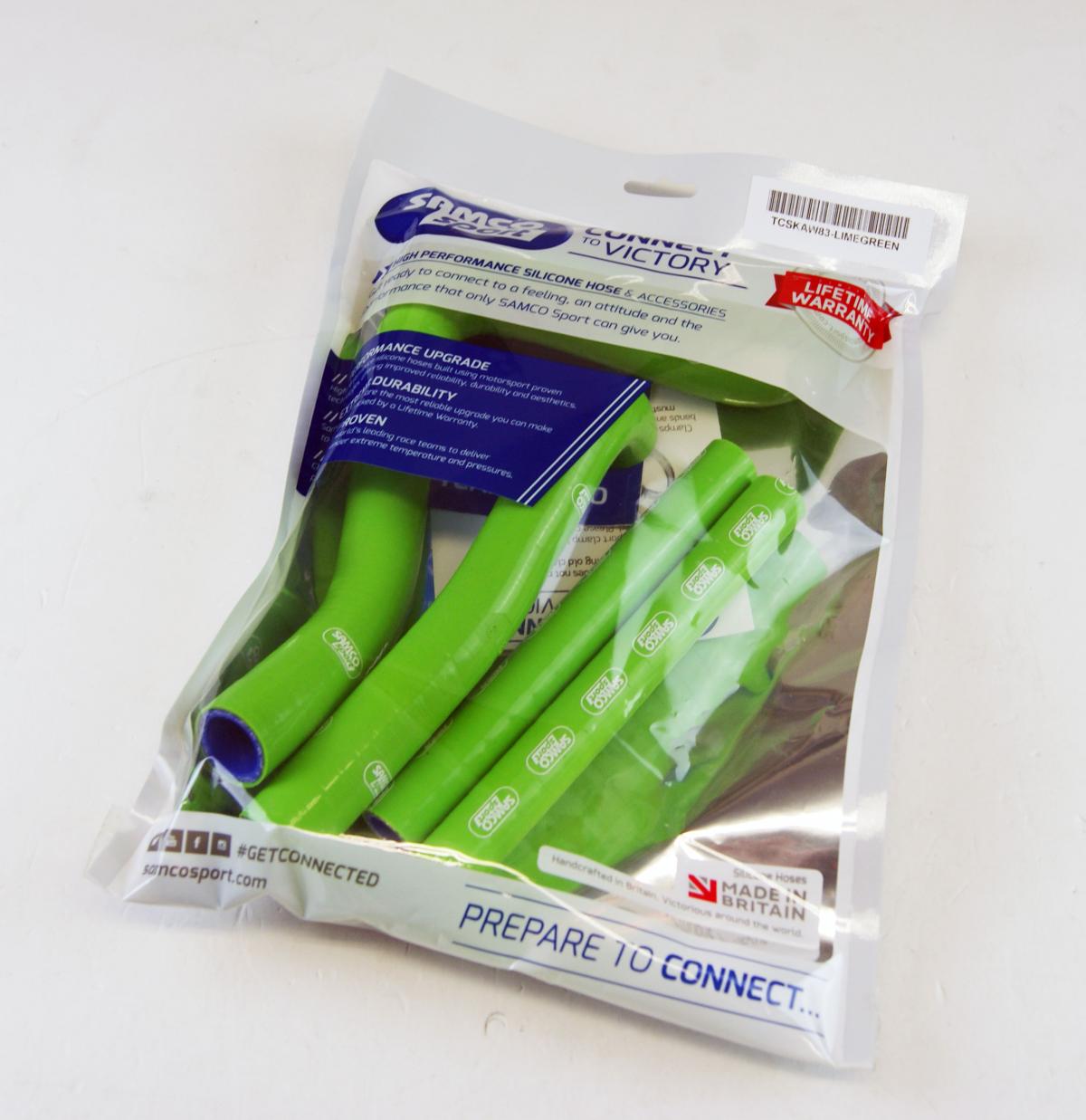 COOLANT HOSE 4 PIECE KIT GREEN 99-02 KAWASAKI 125 KX SAMCO SPORT KAW-83-GN