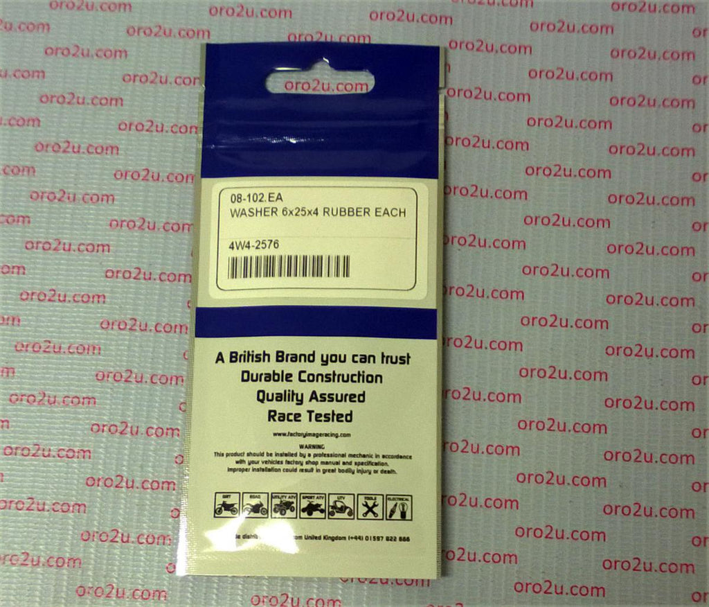 WASHER 6x25x4 RUBBER EACH