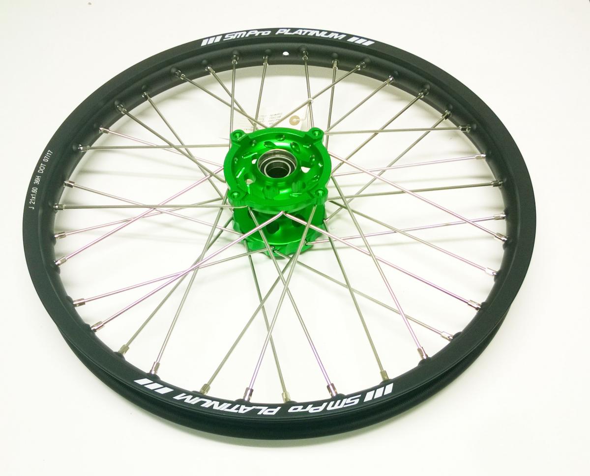 21x1.60 WHEEL KAW BLACK/GREEN, MATT RIM, MX-2002 BLACK MATT RIM, GREEN HUB, SP177.05.80.51.99 MATT RIM