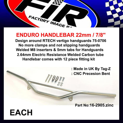 ENDURO HANDLEBAR 22mm / 7/8'', ZINC / SUIT 75-0706 HANDGUARD RTECH