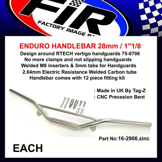 ENDURO HANDLEBAR 28mm / 1''1/8, ZINC / SUIT 75-0706 HANDGUARD RTECH