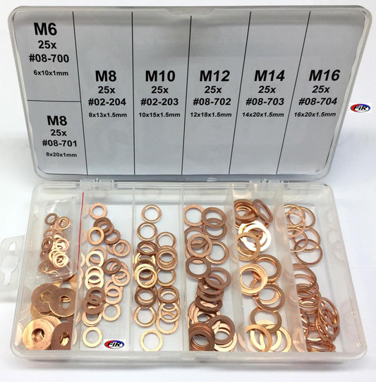 FIR COPPER WASHER KIT 150pcs, M6 M8 M10 M12 M14 &M16