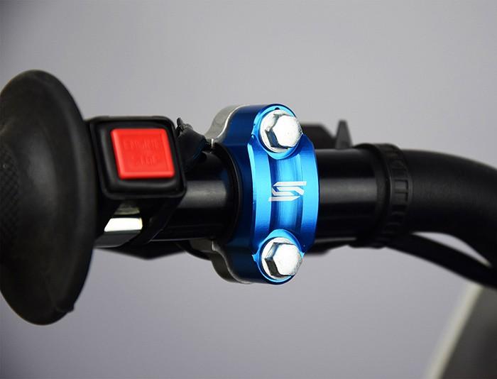 ROTATING HANDLEBAR MOUNTS BLUE UNIVERSAL CNC MACHINED ANODISED SCAR RBC2