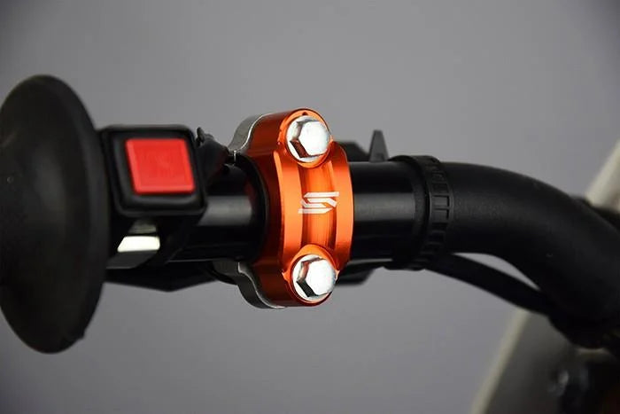 ROTATING HANDLEBAR MOUNTS ORANGE UNIVERSAL CNC ANODISED NYLON SLEEVE SCAR RBC4