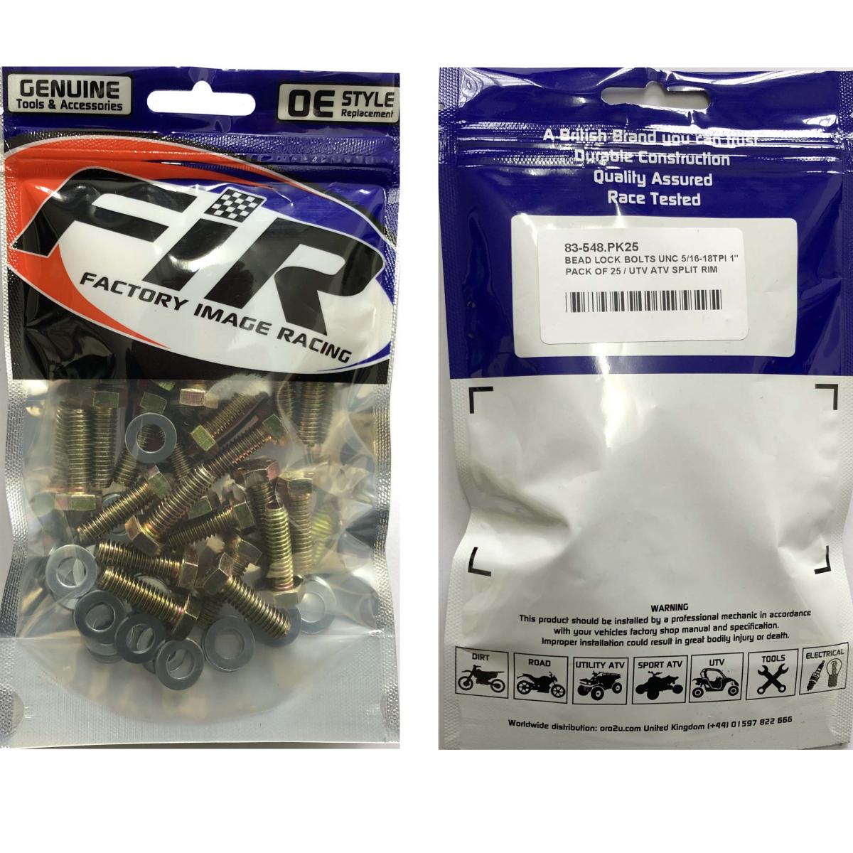 BEAD LOCK BOLTS UNC 5/16-18TPI 1'', PACK OF 25 / UTV ATV SPLIT RIM, IMPERIAL, RACE WHEELS ALLOYS