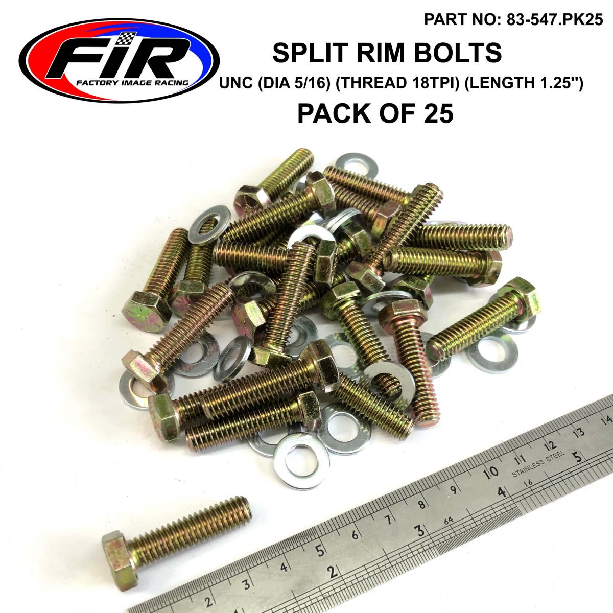 BEAD LOCK BOLTS UNC 5/16-18TPI 1.25'', PACK OF 25 / UTV ATV SPLIT RIM, IMPERIAL, RACE WHEELS ALLOYS