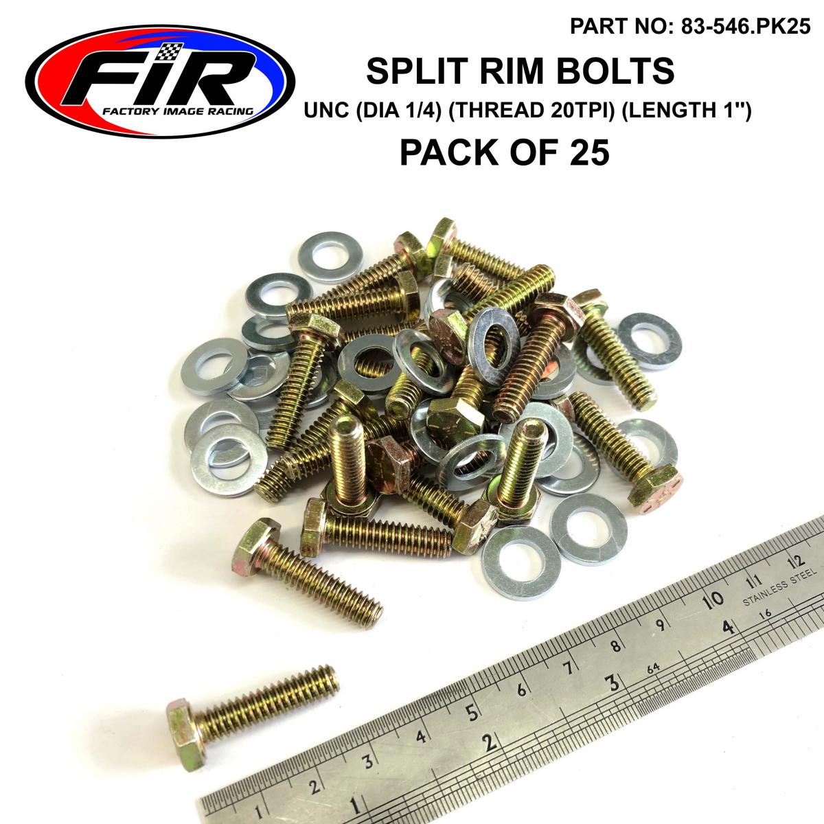 BEAD LOCK BOLTS UNC 1/4-20TPI 1'', PACK OF 25 / UTV ATV SPLIT RIM, IMPERIAL, RACE WHEELS ALLOYS