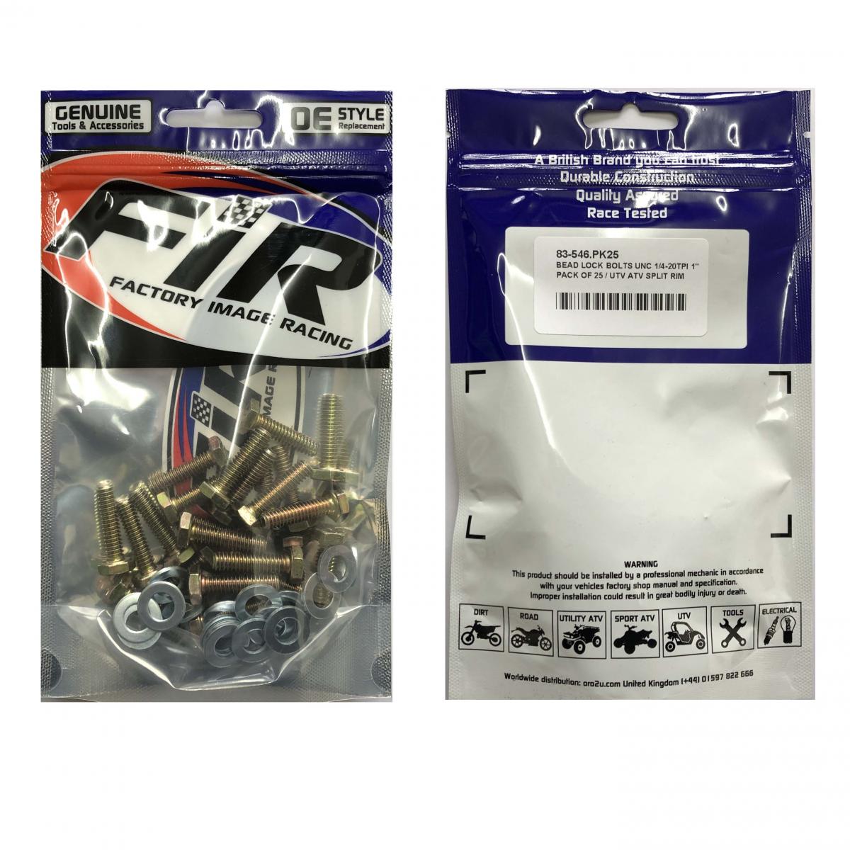 Unc Rims BEAD LOCK BOLTS UNC 1/4-20TPI 1'', PACK OF 25 / UTV ATV SPLIT RIM, IMP ...