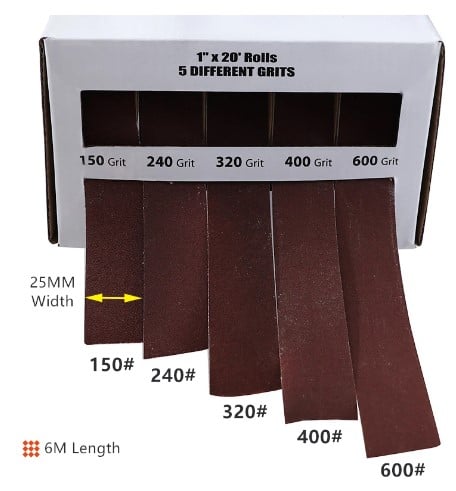 EMERY CLOTH SANDPAPER ROLL GRINDING BELT 5PCS PER BOX 25mm x 6m
