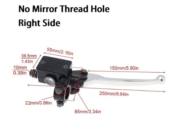 FRONT BRAKE MASTER HYDRAULIC CYLINDER UNIVERSAL NO MIRROR MOUNT