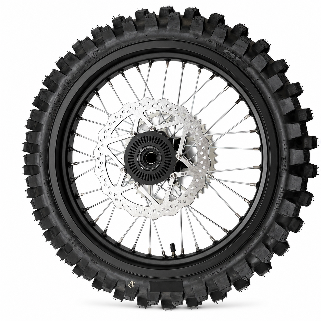 REAR WHEEL SET J18 X MT2.50 CST 100/90-18 TYRE 46T 520 SPROCKET AND DISC SUR-RON ULTRA BEE