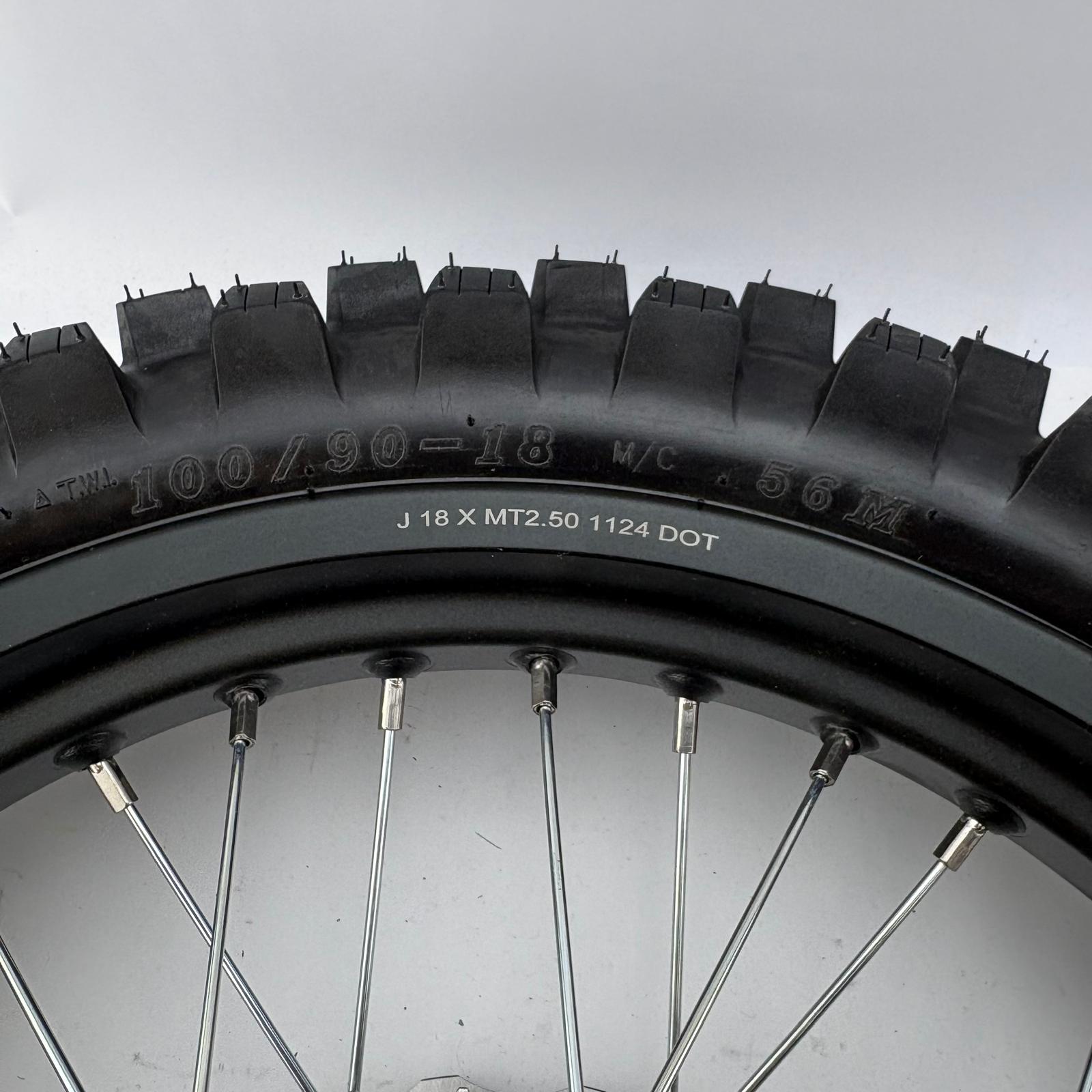 REAR WHEEL SET J18 X MT2.50 CST 100/90-18 TYRE 46T 520 SPROCKET AND DISC SUR-RON ULTRA BEE