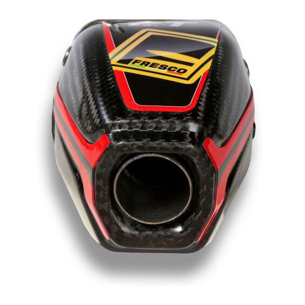 Tapa de extremo de carbono para silenciador estándar Fresco (incluye remaches y calcomanía)